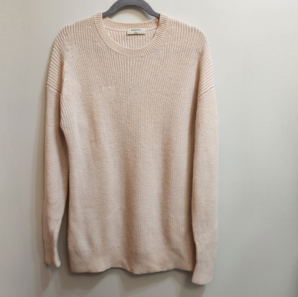Aritzia Babaton Merino Wool Crewneck Long Sweater Size Small